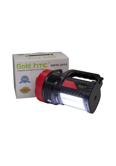 Gold Htc Ghtc-2415 Süper Parlak Led + Işıldaklı Şarjlı El Feneri Siyah