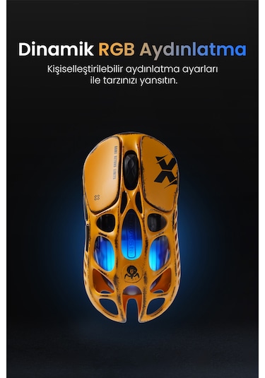 Gravastar Mercury X Rgb 32k Dpı Optik Gaming Mouse, Kablosuz, Magnezyum Alaşımlı, Programlanabilir 5 Mercury X