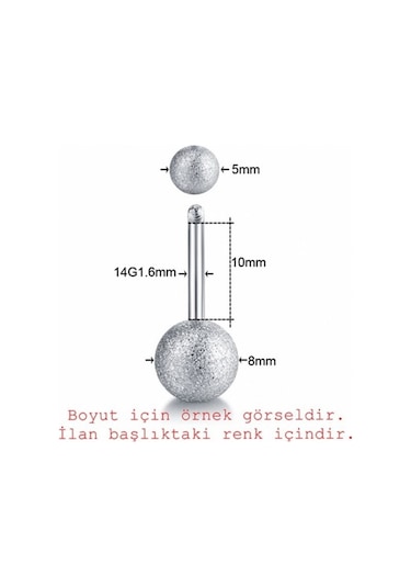 Pembe Sarı Renkli Muz Göbek 8Mm Top Uçlu Çelik Piercing P455G Pembe