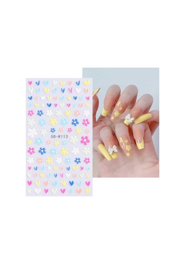 3d Kabartmalı Bahar Çiçekleri Tırnak Sanatı Çıkartmaları 5 Yaprak 5d Kendinden Yapışkanlı Renkli Çiçek Açan Tırnak Malzemeleri Tırnak Sanatı Tasarımı