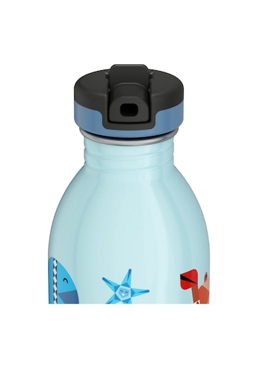 Kids Bottle Sea Friends Pipetli Paslanmaz Çelik Çocuk Su Matarası 500 Ml Mavi