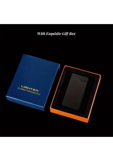 Trendooze Gaojunshop01 Siyah Rüzgar Geçirmez Usb Şarjlı Dijital Çakmak Çift Arklı Siyah Siyah