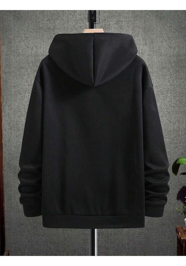 Kapüşonlu Oversize Sweatshirt Siyah Brooklyn Newyork Siyah