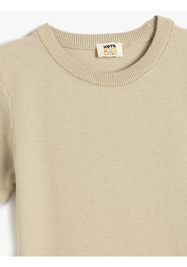 Koton Kısa Kollu Bisiklet Yaka Basic Triko Kazak Bej 5skb90006tt Ekru