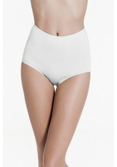 6 Adet Çift Kaplan Bayan Elastan Yüksek Bel Külot 665 Beyaz