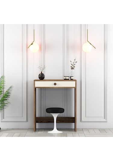 Lizbon Mini Makyaj Masası - Ceviz / Krem