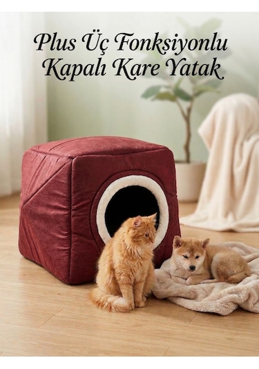 Plus Çok Fonksiyonlu Kedi Köpek Kare Yatak