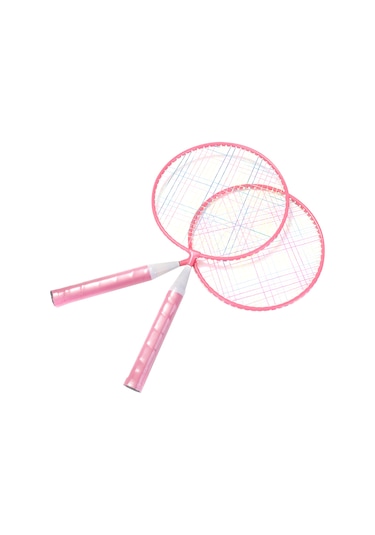 Geeksen 3-12 Yaş Çocuklar İçin Antipatlama Deri Saplı Badminton Raketi Seti Pembe, 4 Top + 1 Sünger Top + Çanta