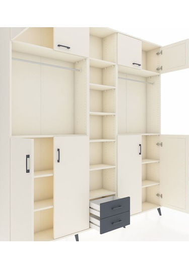 Arges Dolap 14 Raflı 2 Çekmeceli 2 Askılı 220x30x243 Aytaşı-aytaşı/antrasit Aytası/antrasıt