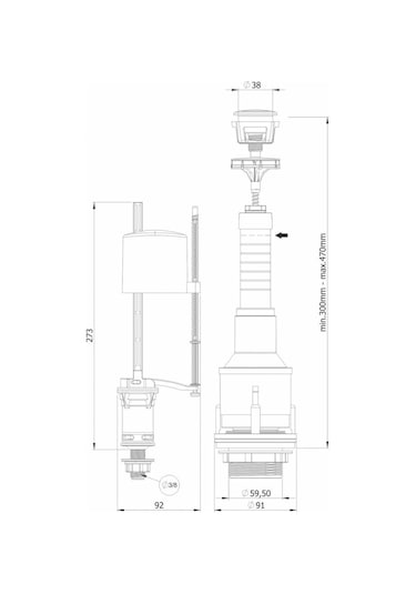 Mega 3004 Basmalı Rezarvuar İç Takımı Beyaz - Gri