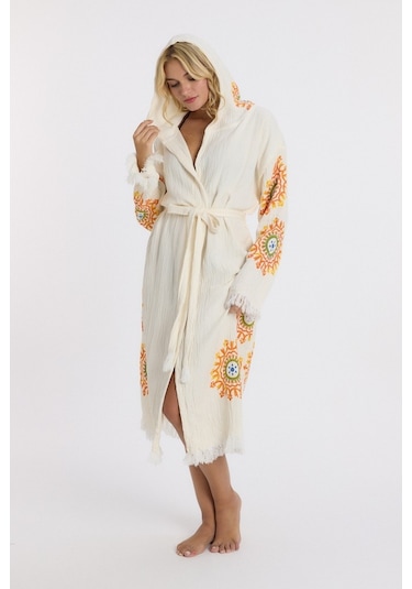 Mulberry Muslin Peştemal Bornoz Banyo Ve Plaj Elbisesi Sarı