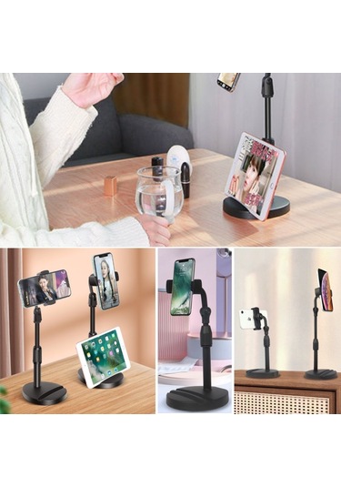 Woody Sofia Masa Üstü Tablet Ve Telefon Tutucu Plastik Aparat Siyah Telefon Standı