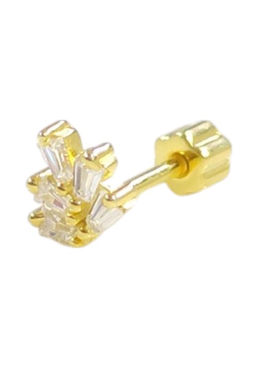 Baget Yaprak Gümüş Tragus Pıercıng - Altın Sarı Beyaz