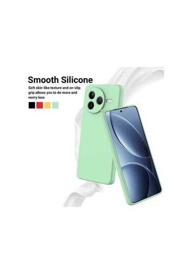 Xiaomi Poco F7 Pro İçin Düz Renk Sıvı Silikon Damlamaz Tam Kapsama Telefon Kılıfı Yeşil