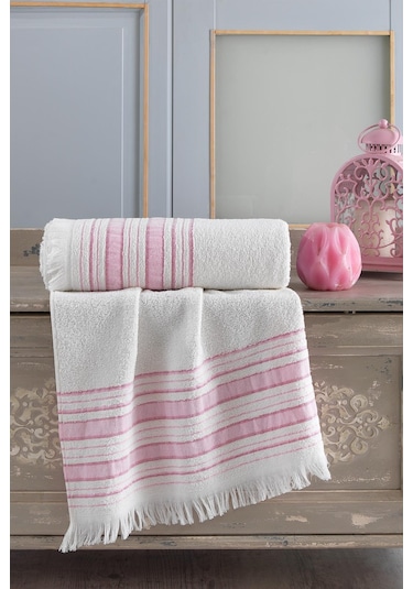 Zeynep Tekstil Trendy Banyo Havlu Seti 70 x 140 + 50 x 90 Pembe
