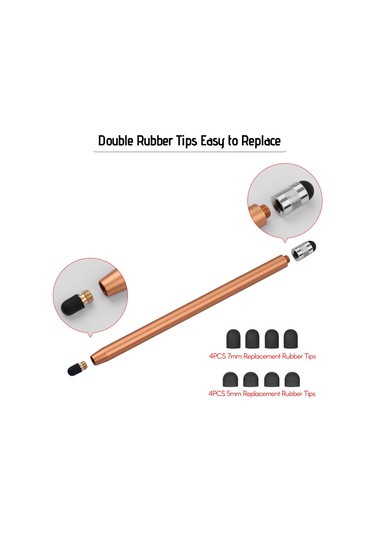 Singree 2si1 Evrensel Dokunmatik Kalem Tüm Tablet Telefonlar İçin 8 Yedek Uç 4 Renk Kırmızı Pembe Mor Altın