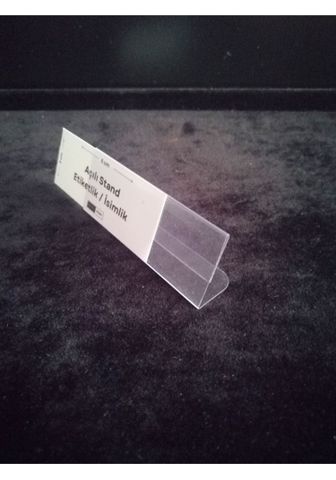 10 Ad Şeffaf Plastik Etiketlik İsimlik 8x3 Cm Kartvizitlik Ayaklı