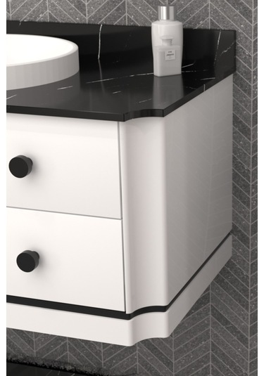 Adria 100 Cm Banyo Dolabı - Beyaz / Siyah Beyaz