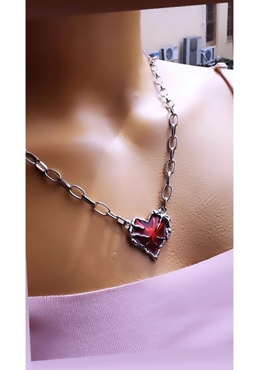 Gothic Skelaton Heart Kolye Yeşil