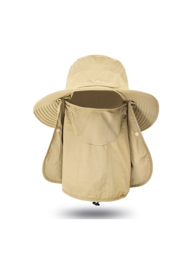 Yüz Maskesi İle Yaz Açık Havada Çabuk Kuruyan Erkek Güneş Şapkası E5kjux Kahverengi