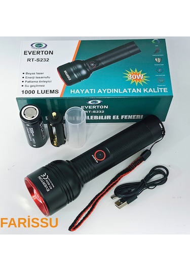 Everton Rt-s232 Profesyonel Güçlü Işıklı Ve Şarjlı El Feneri