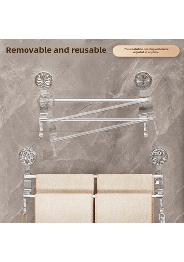 Reedark Banyo İçin Çift Çubuklu Süksiyonlu Havlu Rafı, Islak-kuru Havlu Depolama, Halka Takımı İle Modern Mükemmel Organizasyon Şeffaf Uzun Tip Diğer