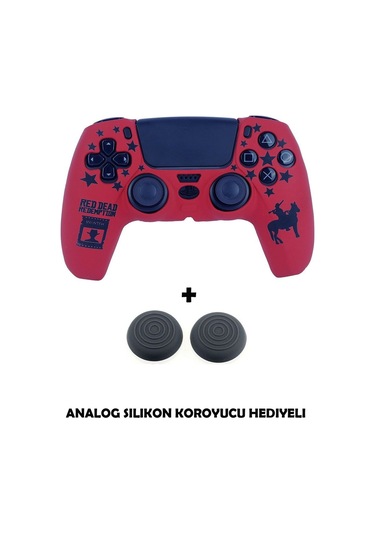 Ps5 Dualsense Red Dead Redemption Desenli Koruyucu Silikon Kılıf + Analog Silikon Koruyucu Rdr Model-2