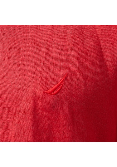 Nautica Erkek Kırmızı Classic Fit Keten Gömlek Düz W55101t Kırmızı