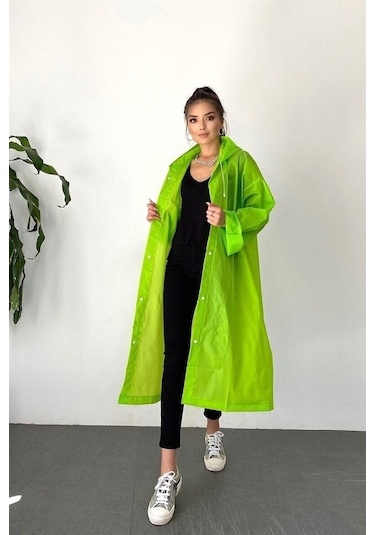 Marlux M21M Unisex Kapüşonlu Çıtçıtlı Eva Yağmurluk - Yeşil