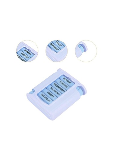 Pazly Yağlar Suntek İlaç Hap Haftalık Düzenleyici Dağıtıcısı Beyaz Beyaz Cb Beyaz