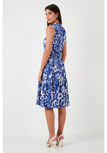 Lela Desenli Regular Fit Kolsuz Bayan Elbise 5865731 Saks