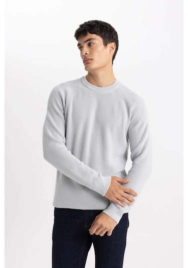 DeFacto Standart Fit Normal Kesim Bisiklet Yaka Basic Düz Triko Kazak A8458AX24SPGR184 DeFacto Standart Fit Normal Kesim Bisiklet Yaka Basic Düz Triko Kazak A8458AX24SPGR184