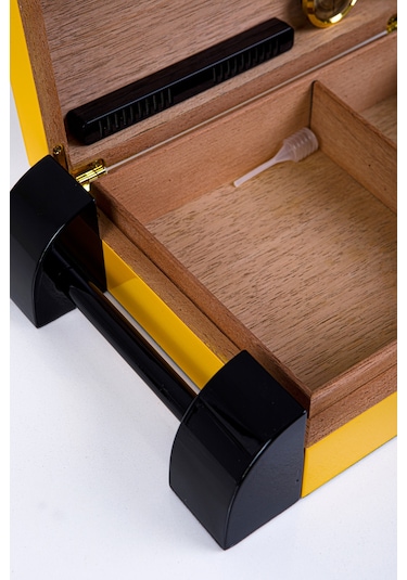 Cohiba Sarı Nokta Desenli Sedir Humidor Puro Kutusu