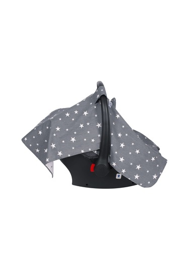 Sevi Bebe Fiyonklu Anakucağı Örtüsü Gri Yıldızlı Desen