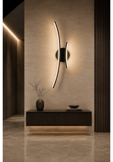 Yumi Modern Led Duvar Apliği Günışığı Siyah