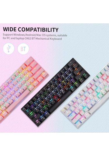 Carrier 61 Tuş Rgb Mekanik Klavye Usb Kablolu Bt Çift Modlu Oyun