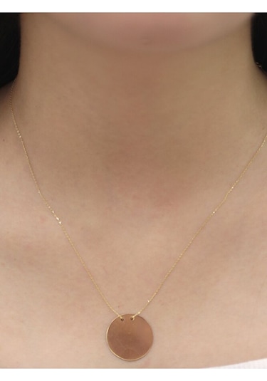 14 Ayar Altın Plaka Kolye Sarı