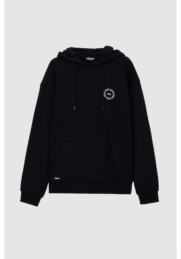 D's Damat Relaxed Fit Baskılı Erkek Sweatshirt 3ECE24ORT0240 - Siyah