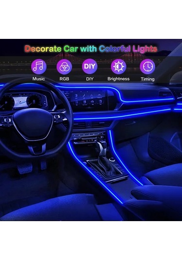 Xuweiwei Kablosuz Uygulama 6sı 1 Arada 8m Rgb Araba Led Şerit Işıkları Uzaktan Kumandalı 16 Milyon Renkli Müzik Senkronize Ortam Aydınlatma Kitleri