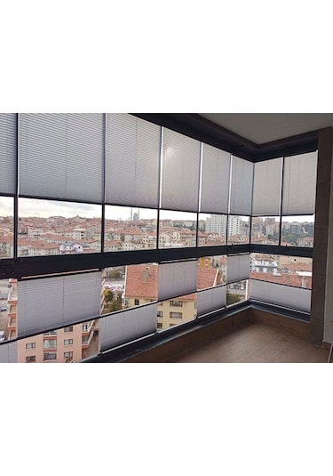 Açık Gri 09-14 Plise Perde - Katlanır Cam Balkon Perdesi Açıkgri