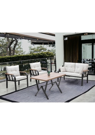 Tu Tienda Nergiz 2 1 1 Masa Bahçe Balkon Mobilyası,krem Bej