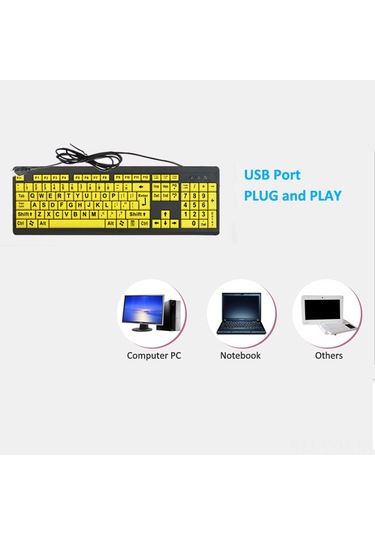 Geeksen Büyük Yazılı Usb Klavye - Görme Engelliler Ve Yaşlılar İçin Rahat Kullanım