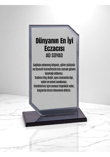 Plaket Isme Özel Eczacıya Ödül Başarı Hediyesi