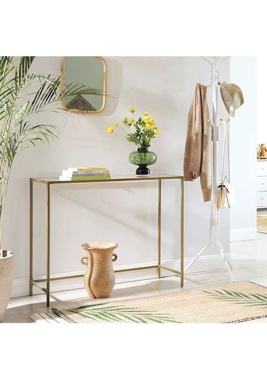 Canvas Metal Dresuar Dekoratif Kahve Köşesi Konsol Gold