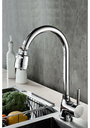 Kustar 3 Fonksiyonlu Oynar Başlıklı Krom Çubuk Kol Mutfak Evye Bataryası