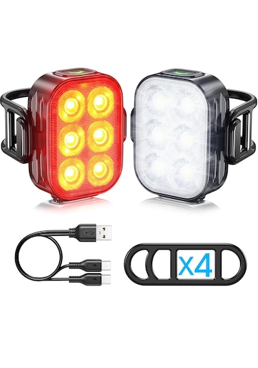Ht-29 Şarjlı Bisiklet Işığı Ön Arka Flaşlı Usb 4 Mod Stop Lambası