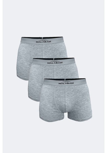 Malabadi Erkek Gri 3'lü Pamuk Elastan Boxer 3m075