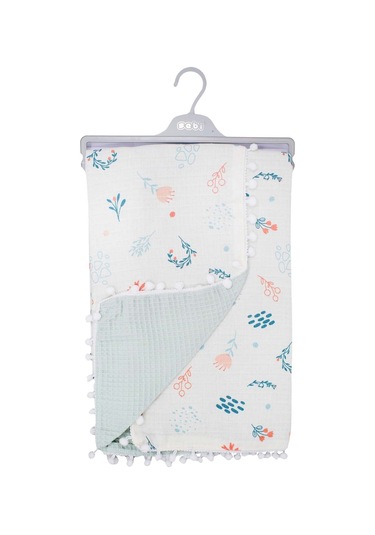 Sebi Bebe Ponponlu Müslin Çift Kat Battaniye 70X90Cm 9212 Ib62421
