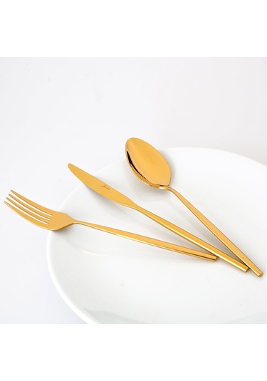 Jumbo 5900 Infinity Titanyum Gold 12 Kişilik 84 Parça Çatal Kaşık Bıçak Takımı Titanyum Gold Titanyum Altın