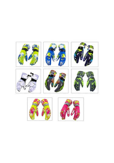 Geeroyoo Kışın Sıcak Tutan %100 Su Geçirmez Kayak Eldiveni - Mavi Desen, L Beden, Herkes İçin Uygun Mavi